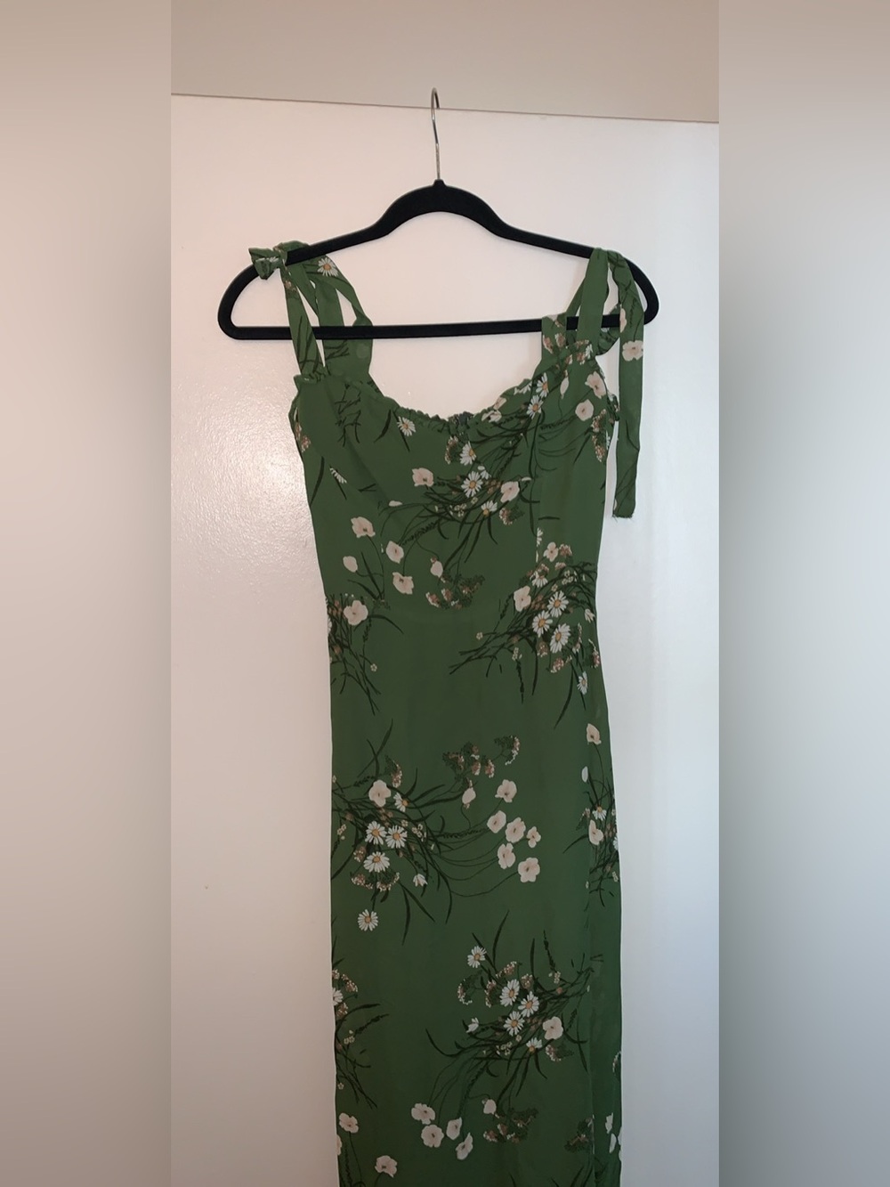 Reformation Green Floral Tie-Shoulder Maxi Dress - Picture 2 of 7